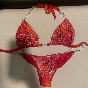Embellished Red Bodybuilding Bikini
